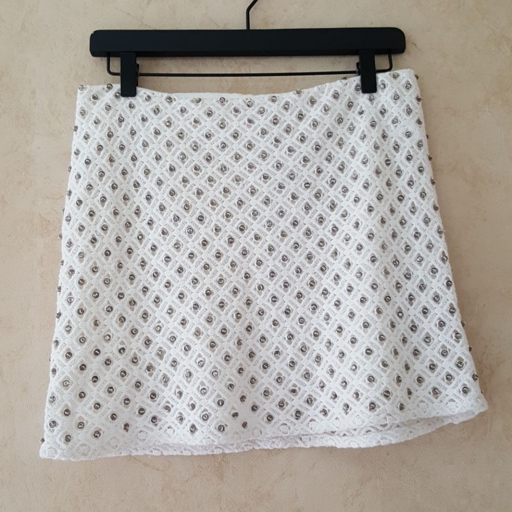 Zara ivory lace and crystal mini skirt NWT size S